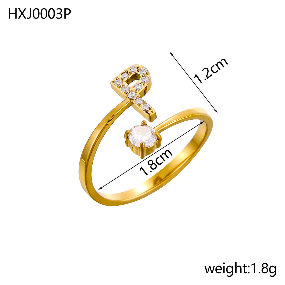 Letter Open Ring with Diamond Accents