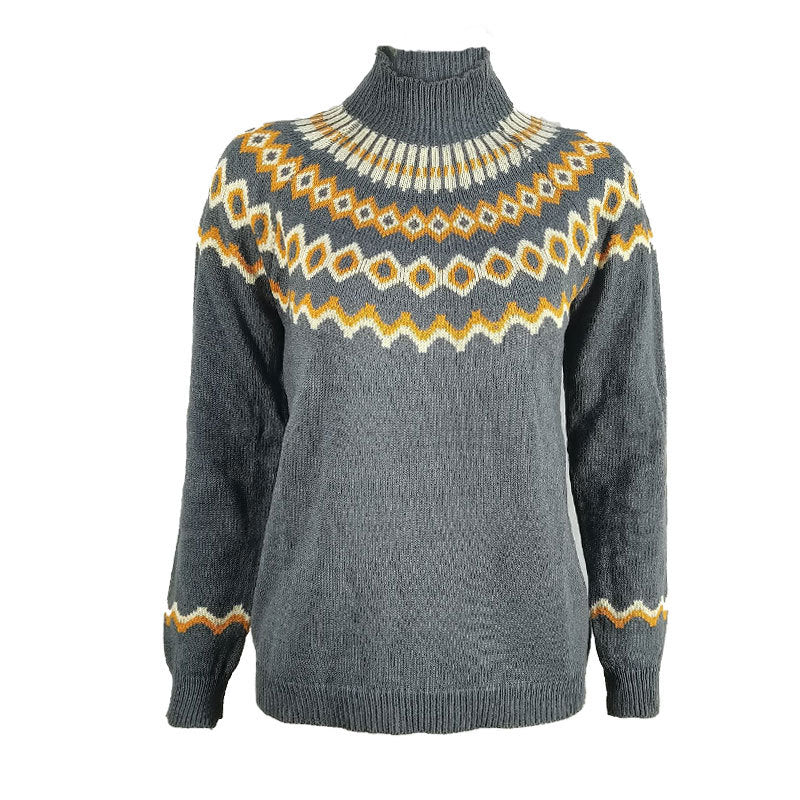 Pullover thick needle jacquard sweater women's