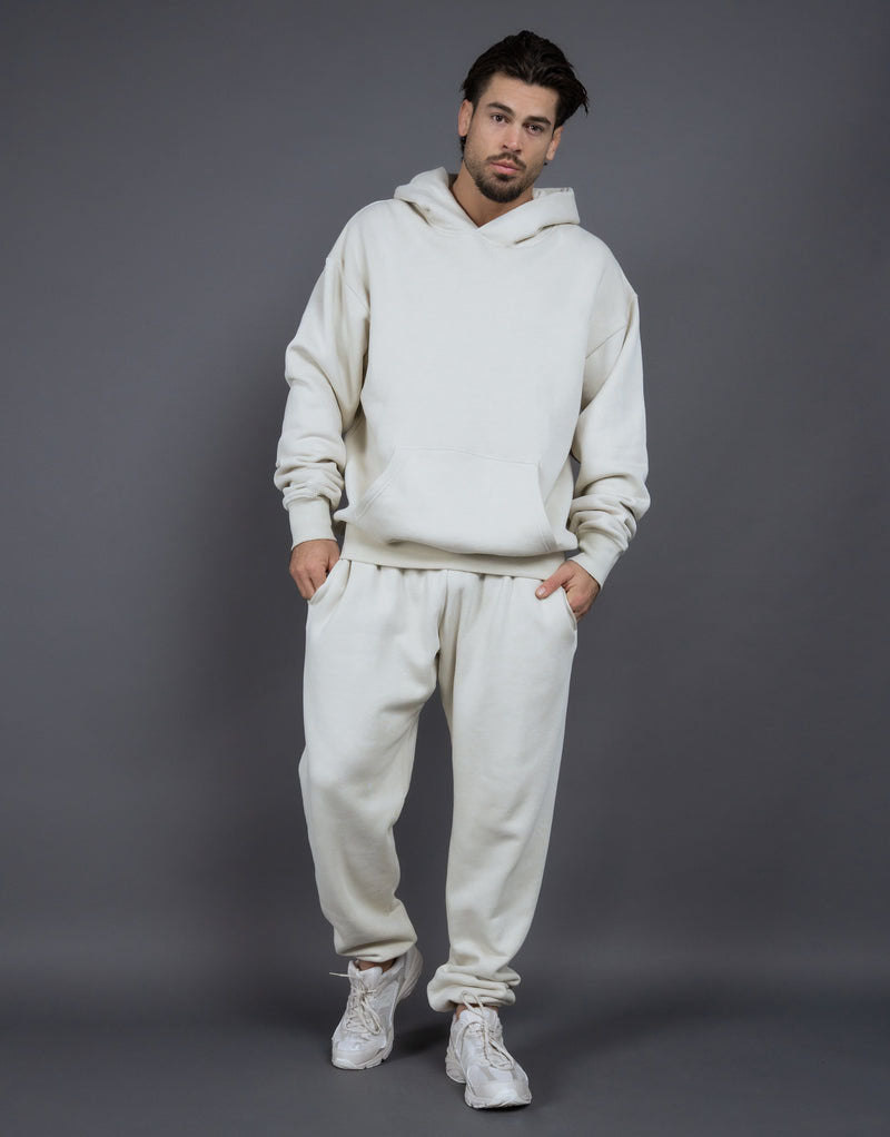 Versatile loose fleece-lined hooded sweatshirt