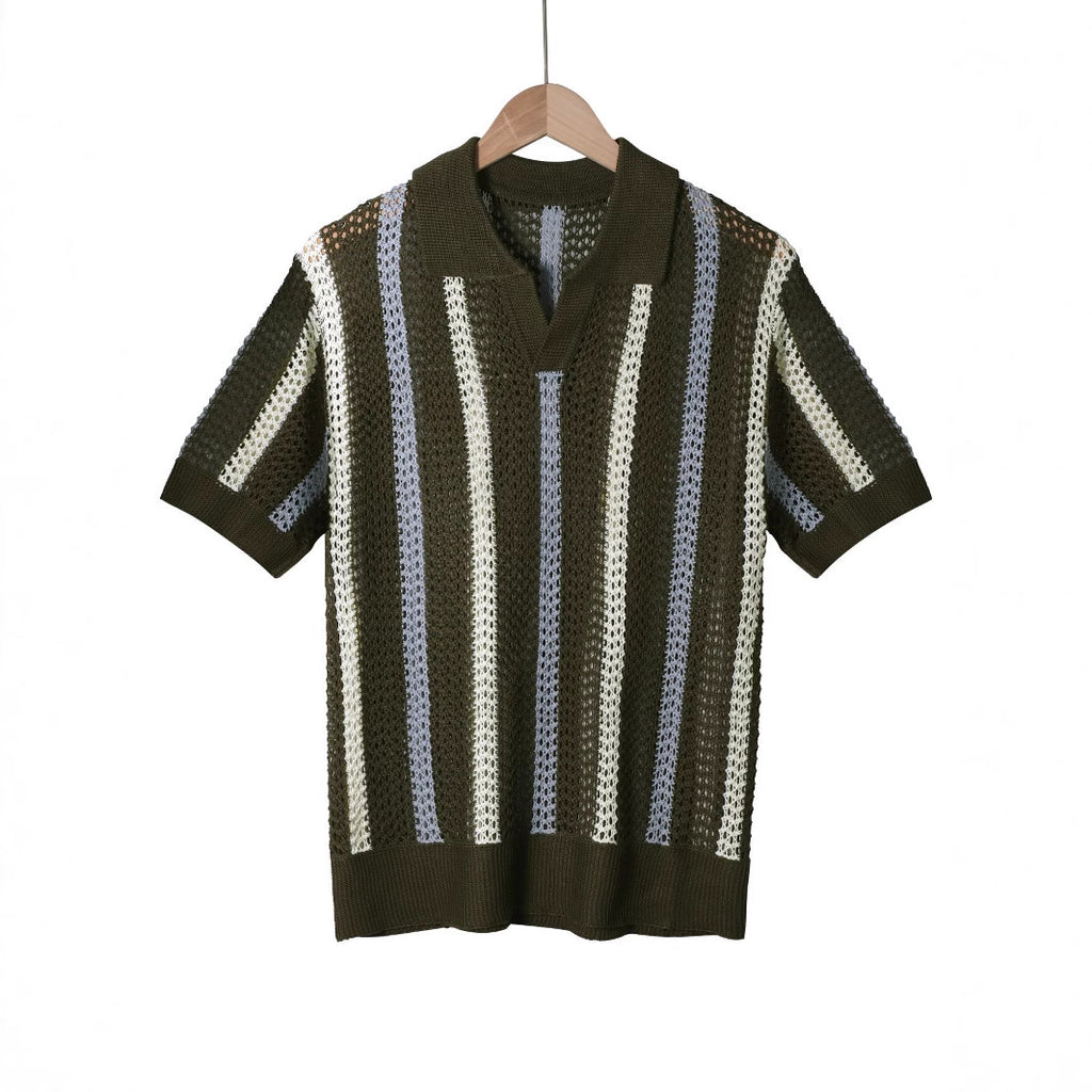 Geometric Color Block Polo Shirt