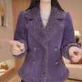 Womens Double-Breasted Fleece-Lined Cotton Jacket