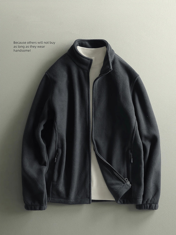 Mens Fleece Stand Collar Jacket