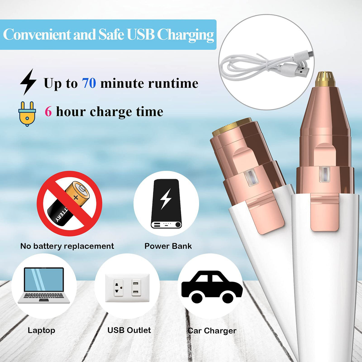 Portable LED Eyebrow Trimmer and Facial Hair Remover