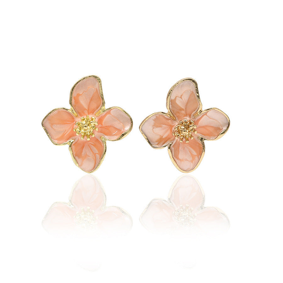 Korean version of green flower earrings