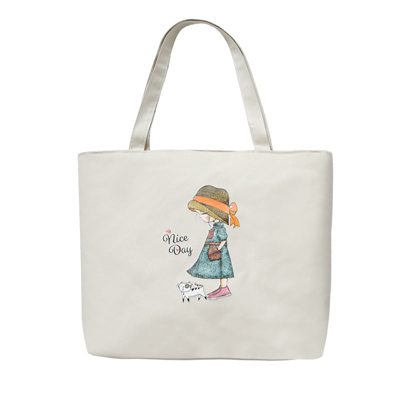 Canvas Tote Bag with Trendy Prints