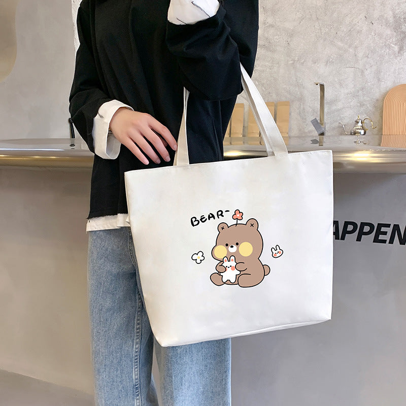Canvas Tote Bag with Trendy Prints