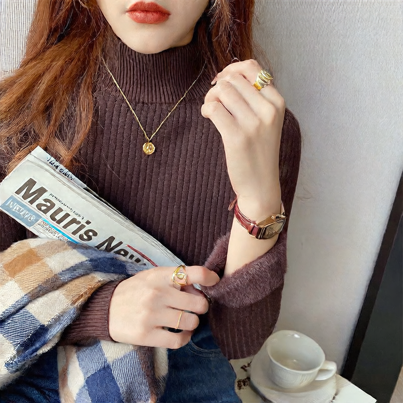 Half-neck sweater for women, suitable for autumn and winter tops