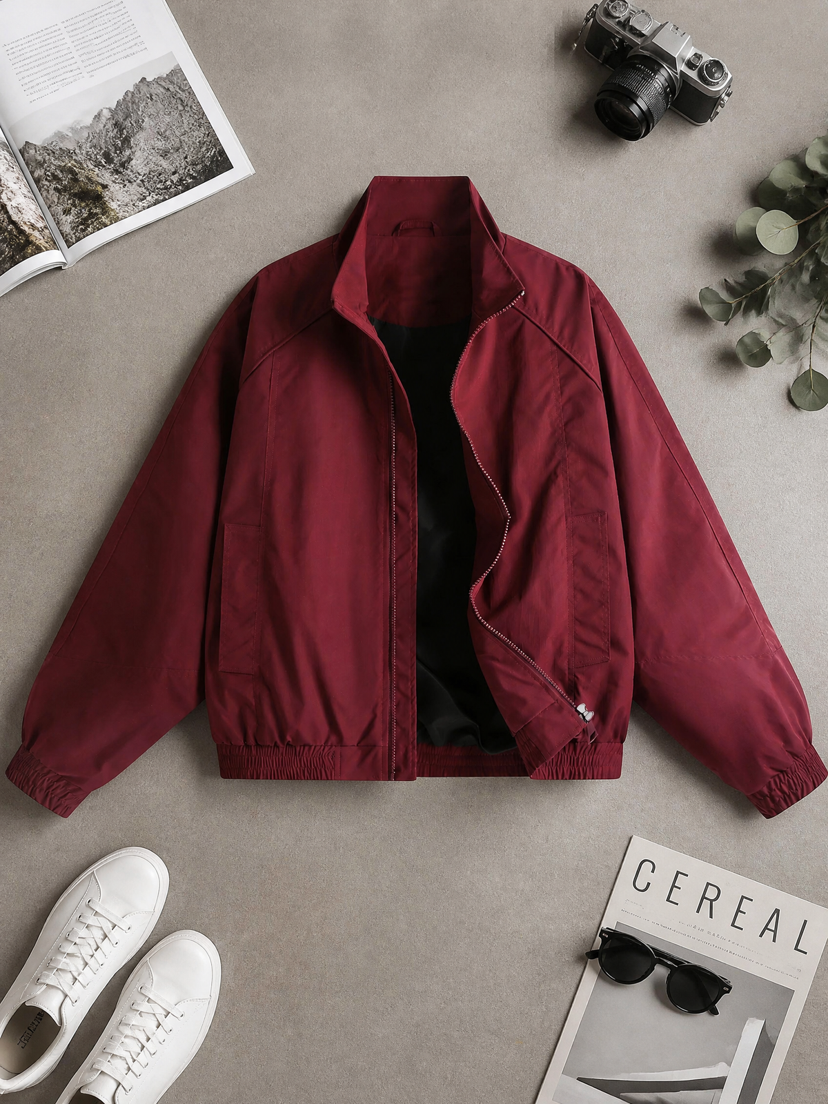 Modern Stand-Collar Zip-Up Jacket in Versatile Lightweight Fabric