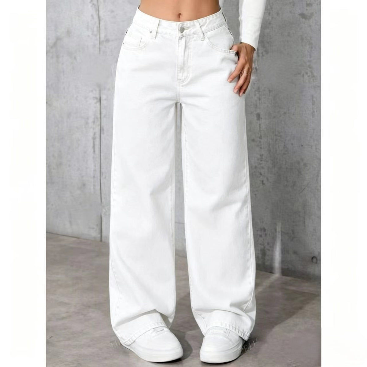 Womens High Waist Straight Leg Trousers
