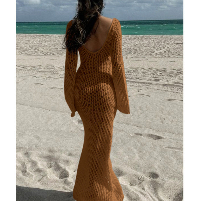 Sheer-textured long dress