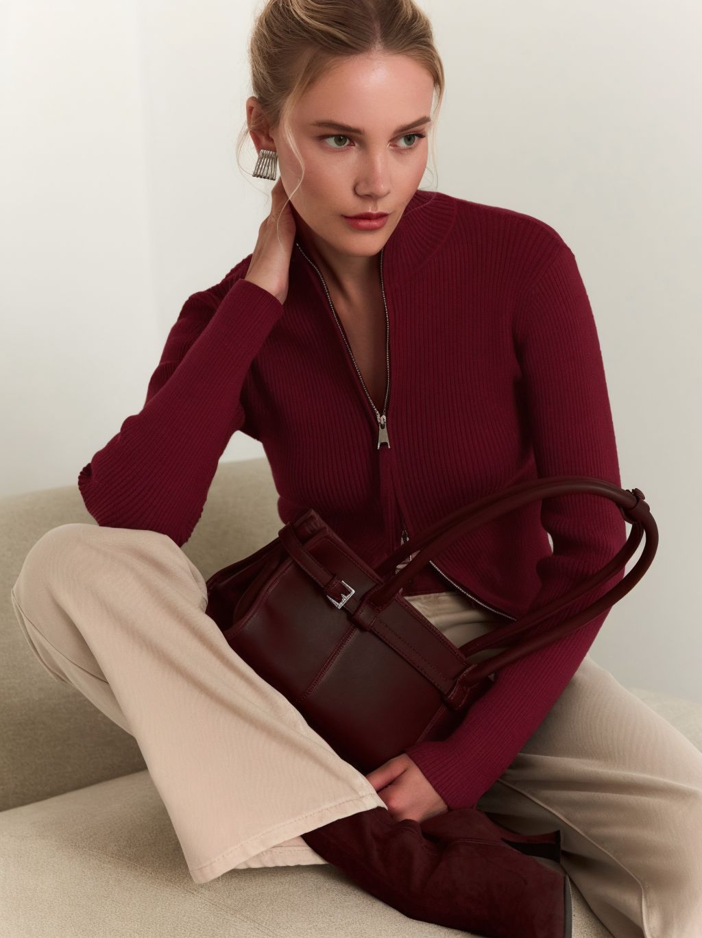Crispa Zipper Knitwear Top