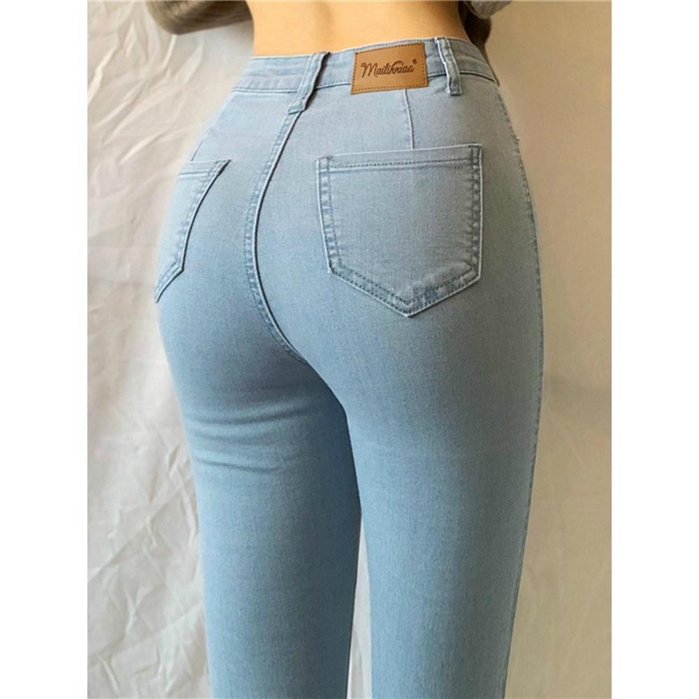 Stretch light blue denim jeans
