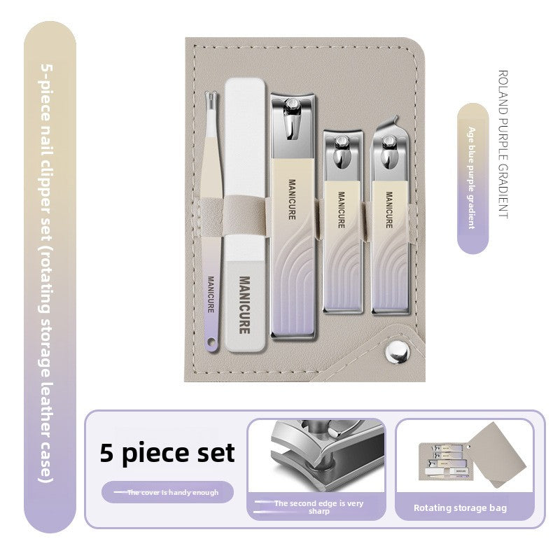 A 5-piece stainless steel nail clipper storage box set