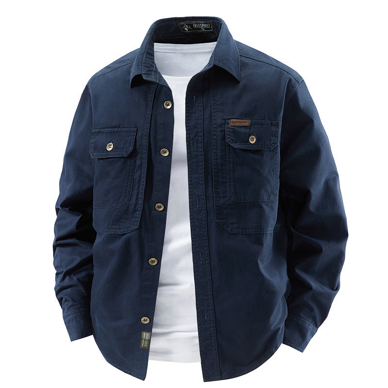 Mens Long Sleeve Cotton Work Shirt - Durable Comfort in Multiple Colors