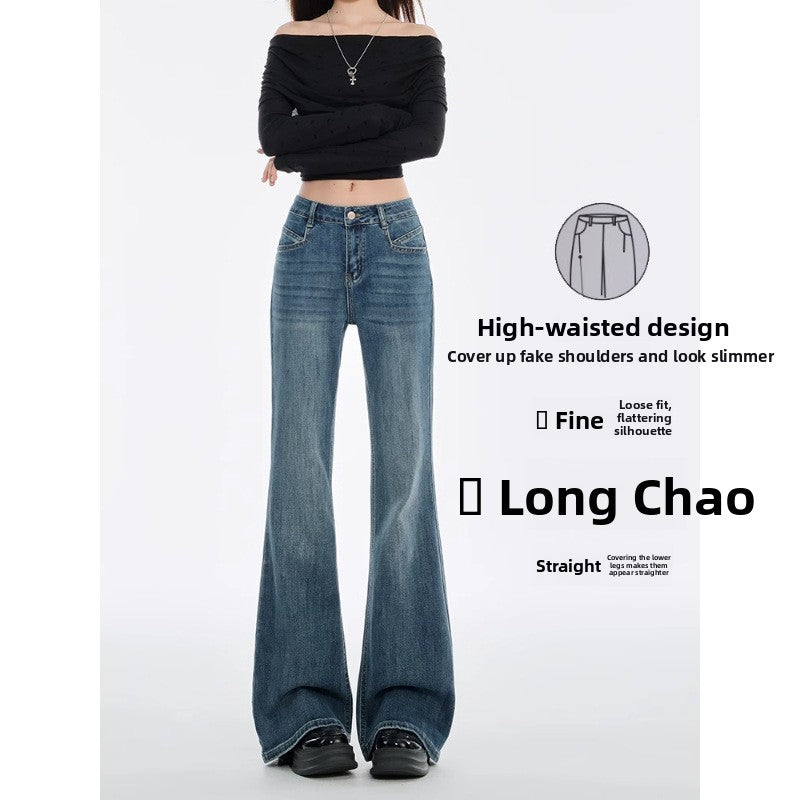 Vintage High Waisted Flared Denim Jeans for Women