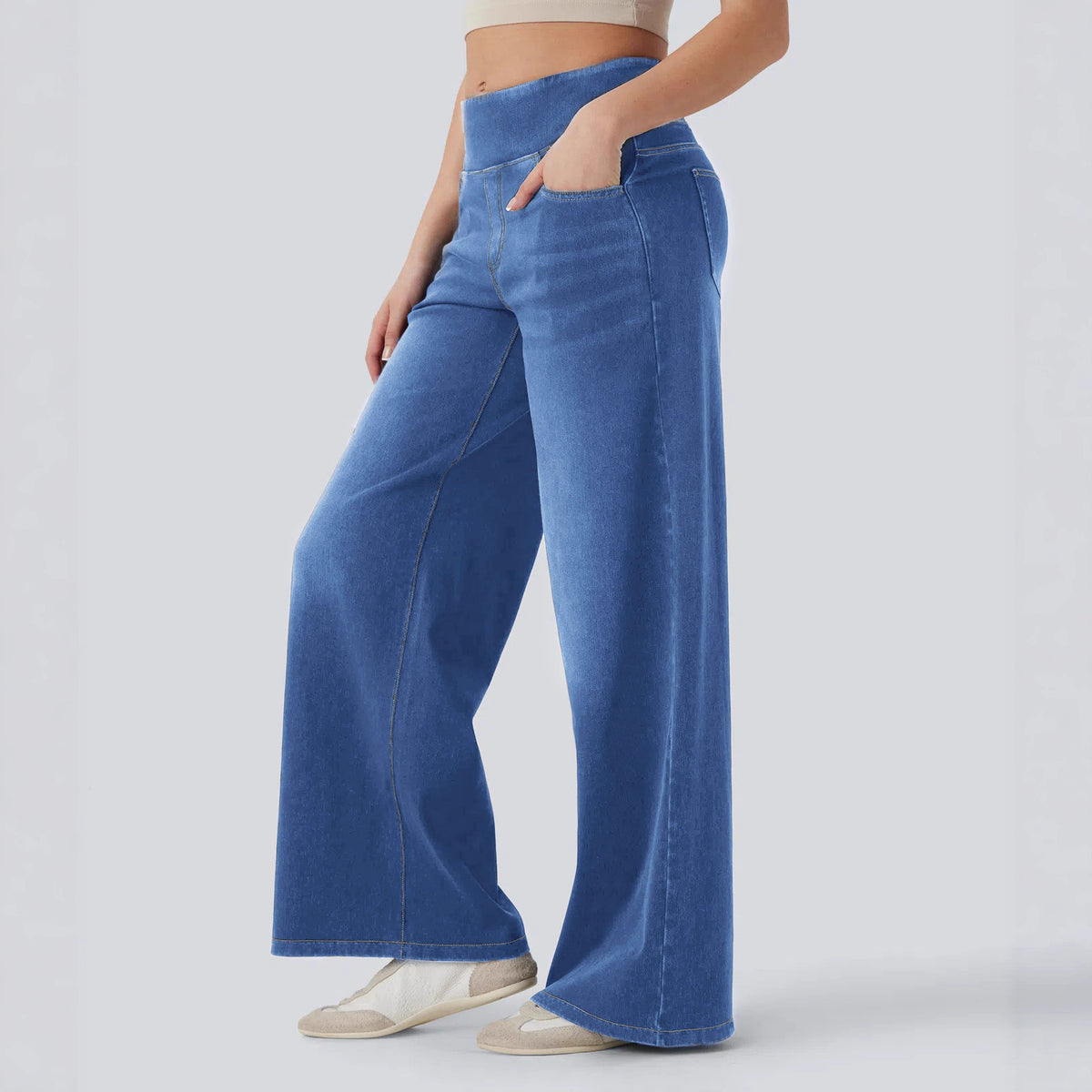 Loose-fitting zip-up wide-leg pants
