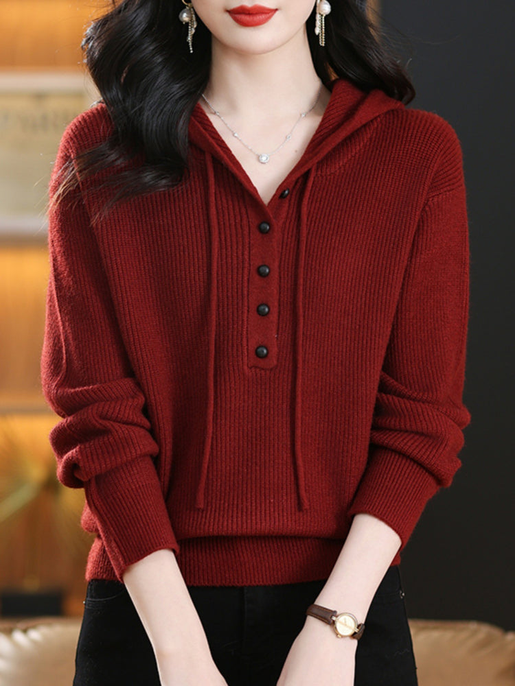Womens Hooded Knitted Sweater