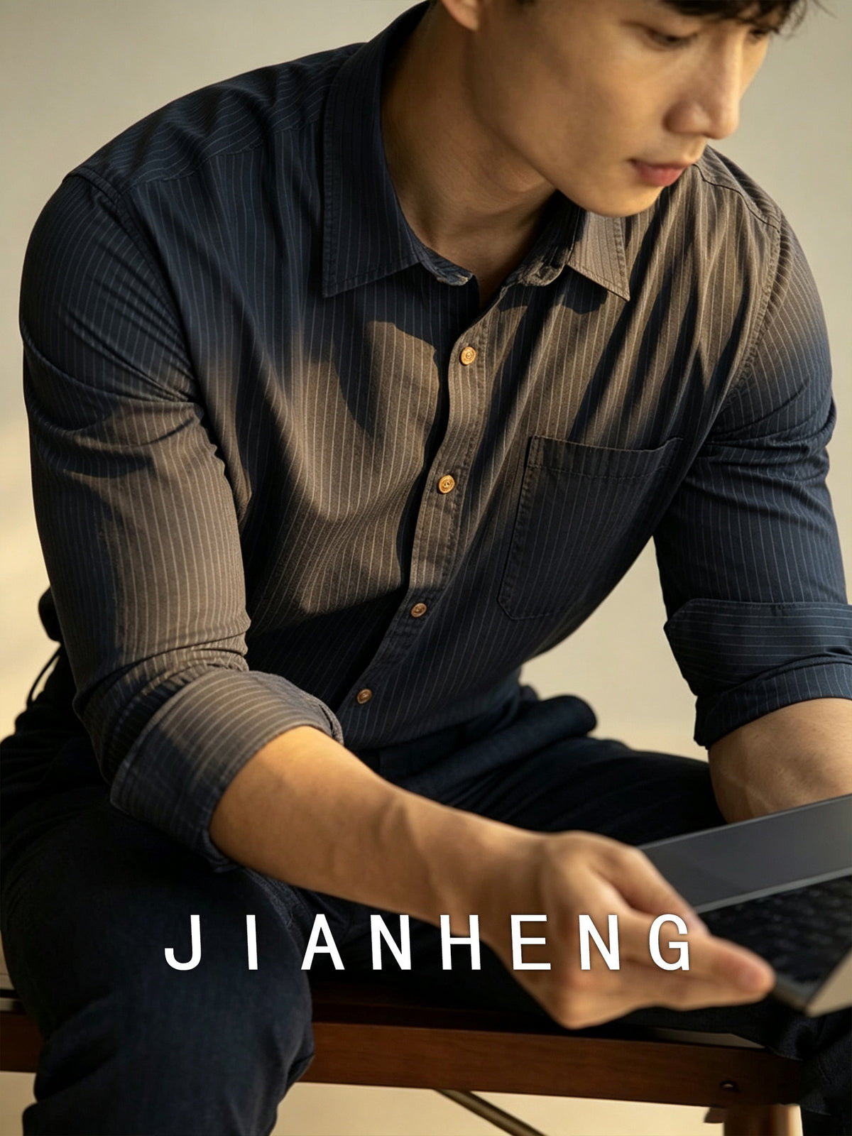 Mens Striped Cotton Shirt - 100% Cotton, Wrinkle-Free, Relaxed Fit