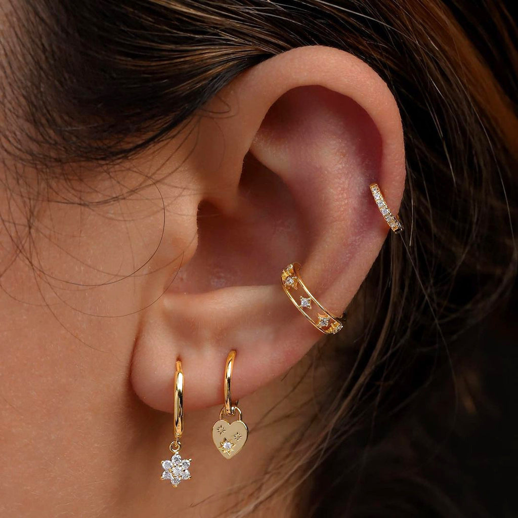Zircon Inlaid Gold Plated Earrings