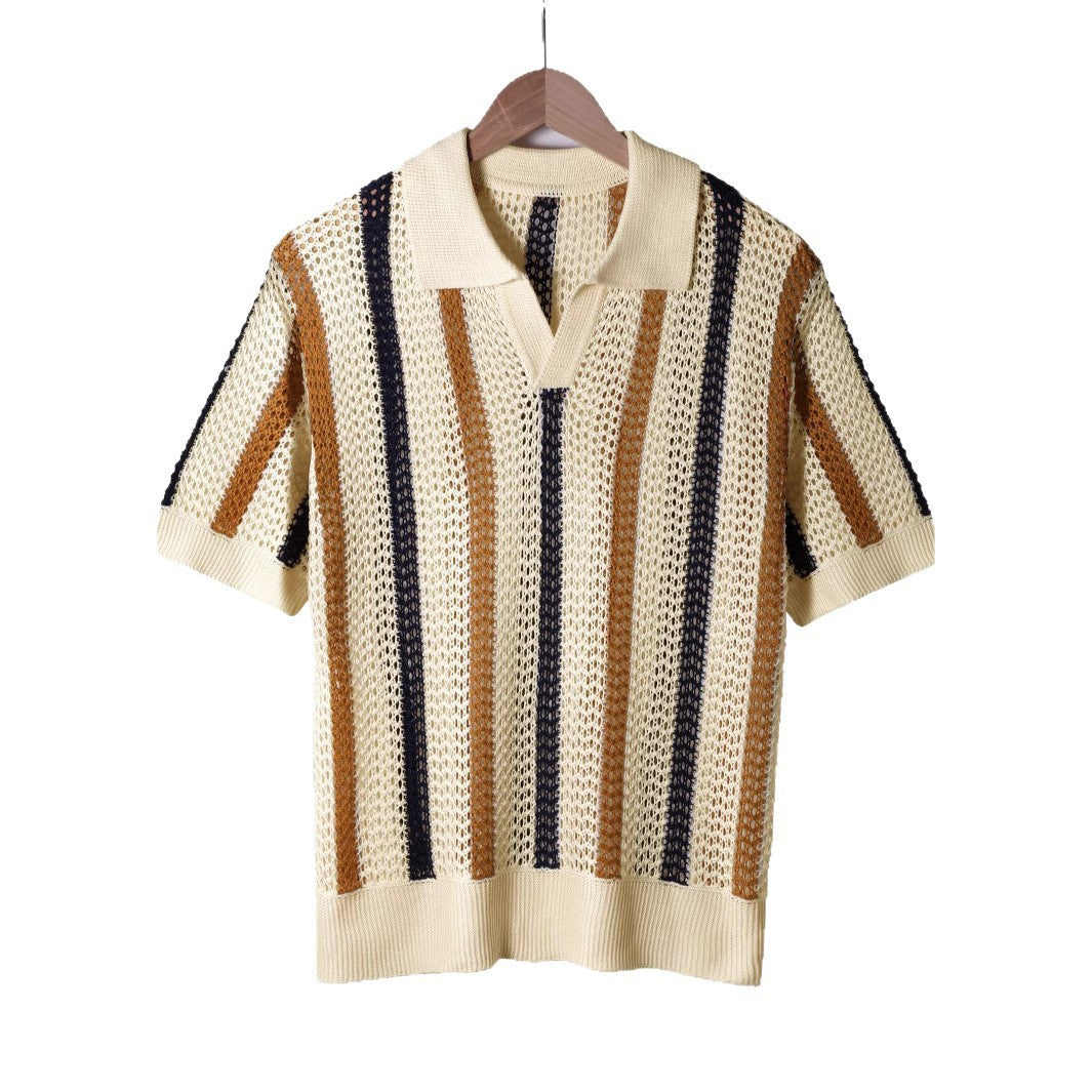 Geometric Color Block Polo Shirt