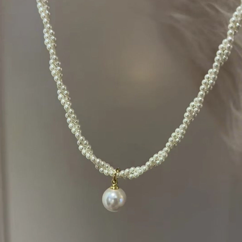 Double-Layer Pearl Necklace with Pendant