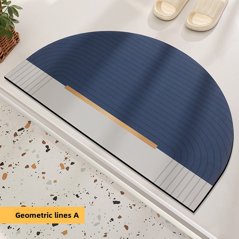 Semi-Circular Diatomite Absorbent Bathroom Floor Mat