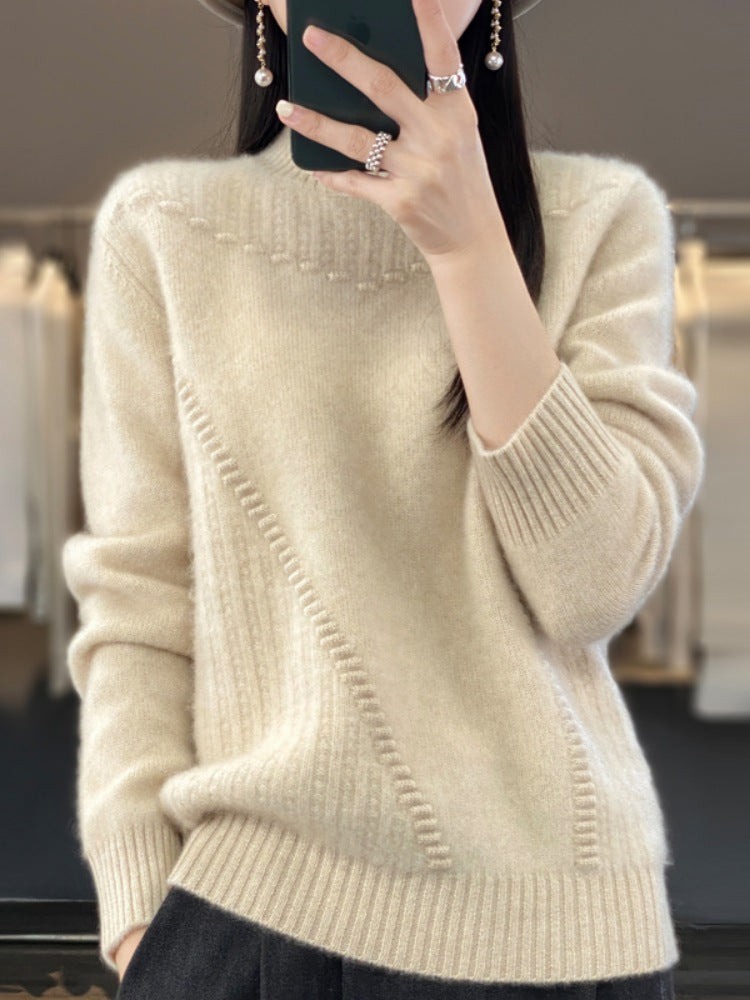 Womens Half Turtleneck Jacquard Knit Sweater
