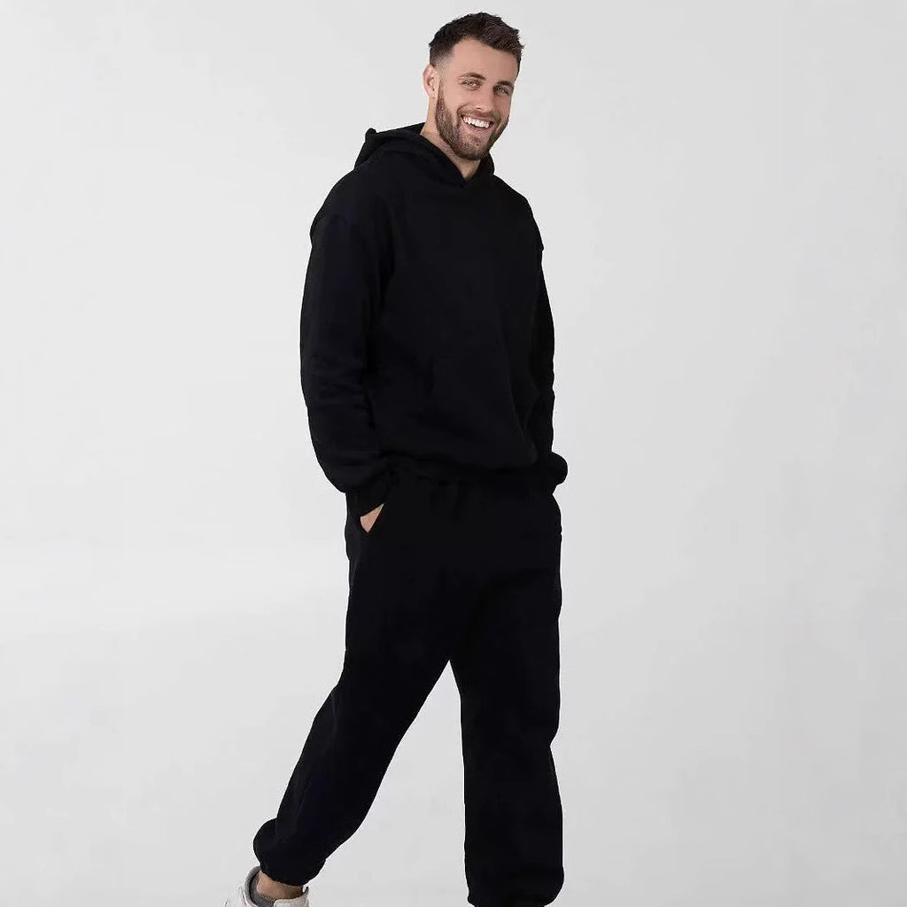 Versatile loose fleece-lined hooded sweatshirt