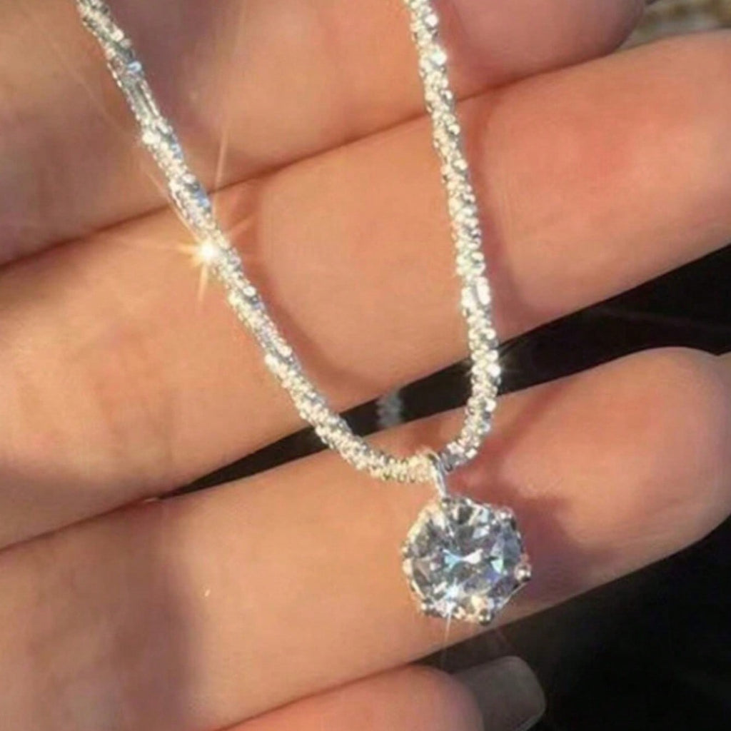 Elegant Zircon Full Diamond Necklace Clavicle Chain