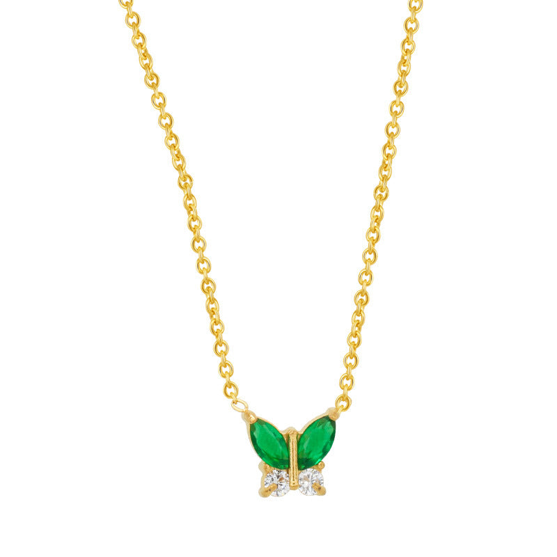 Butterfly Zircon Necklace Gold Plated Jewelry