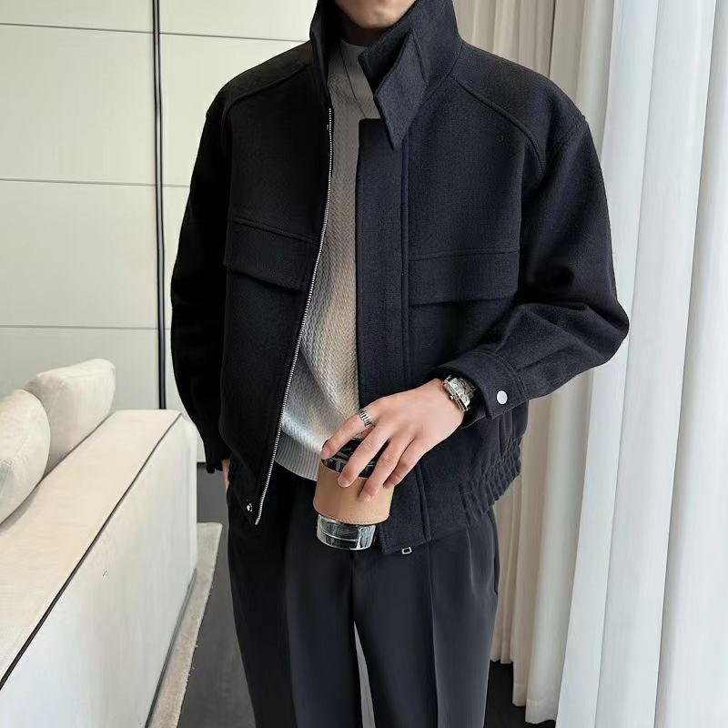 Mens Short Wool Blend Coat
