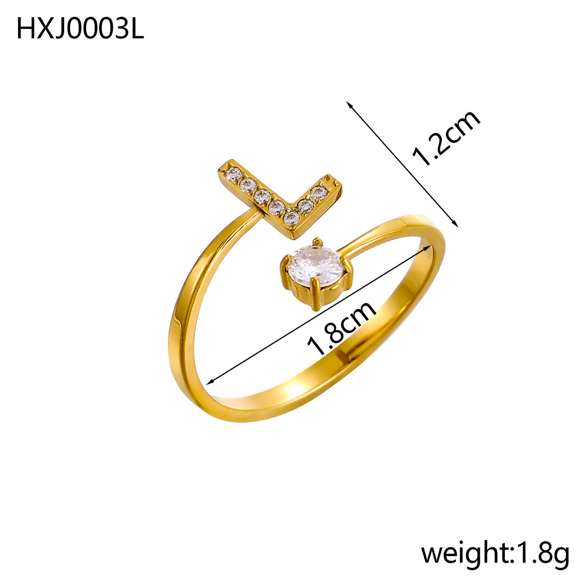 Letter Open Ring with Diamond Accents