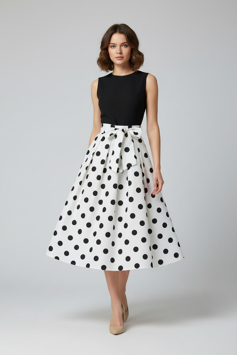 Celeste Polka Dot Waist Dress