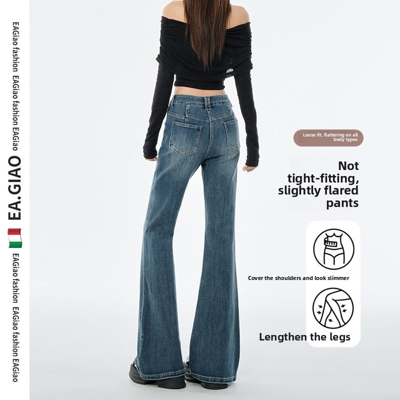 Vintage High Waisted Flared Denim Jeans for Women
