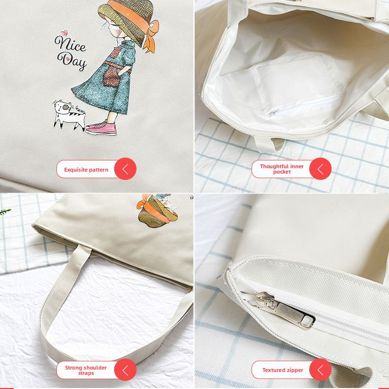 Canvas Tote Bag with Trendy Prints