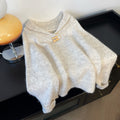 Womens Loose Fit Knit Sweater with Horn Buttons