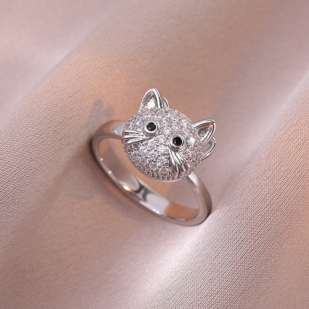 Adjustable Spinning Zircon Copper Ring