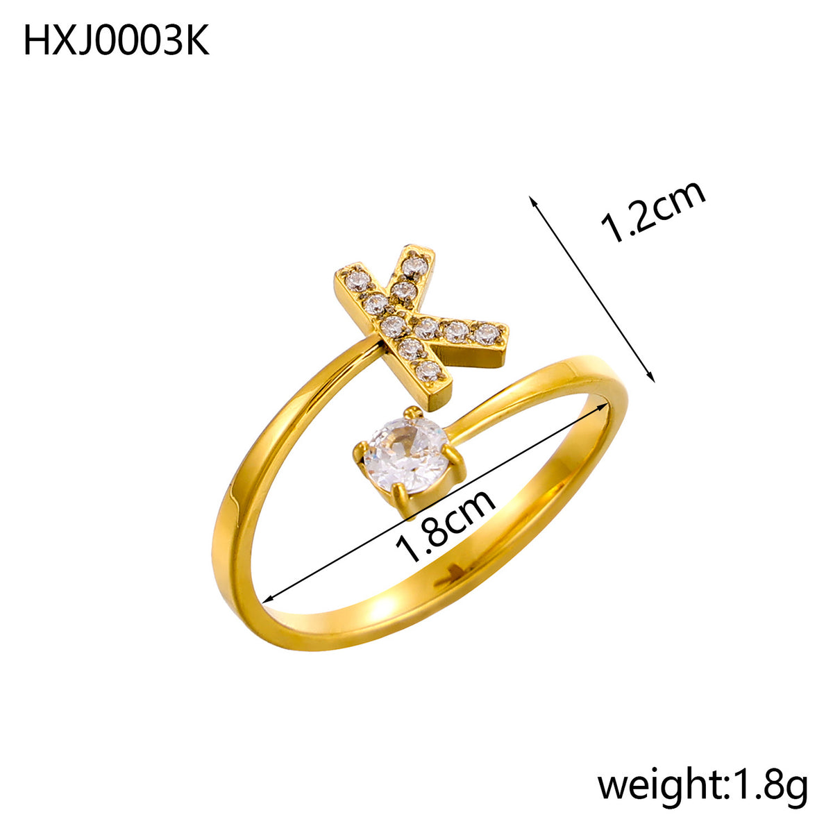 Letter Open Ring with Diamond Accents