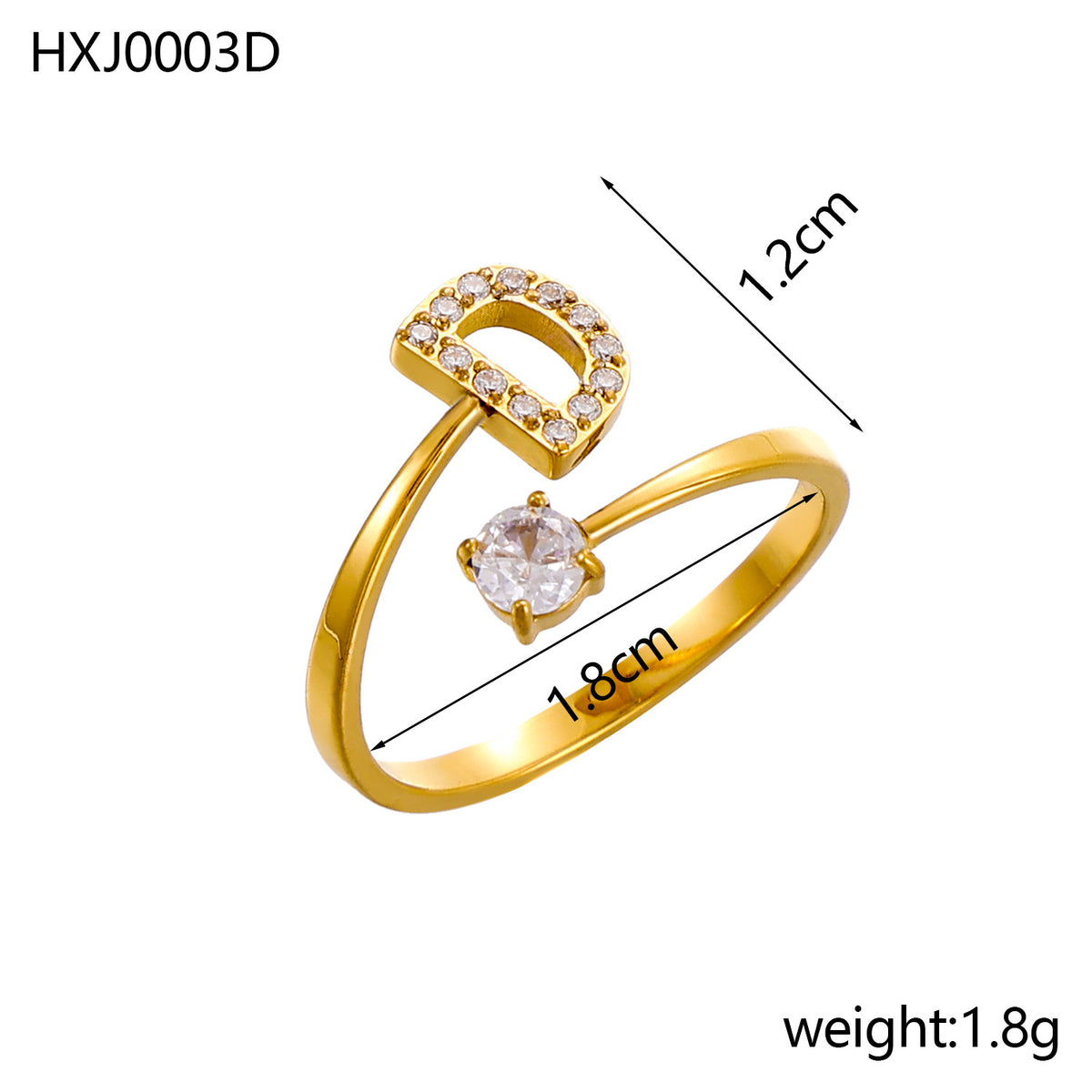 Letter Open Ring with Diamond Accents