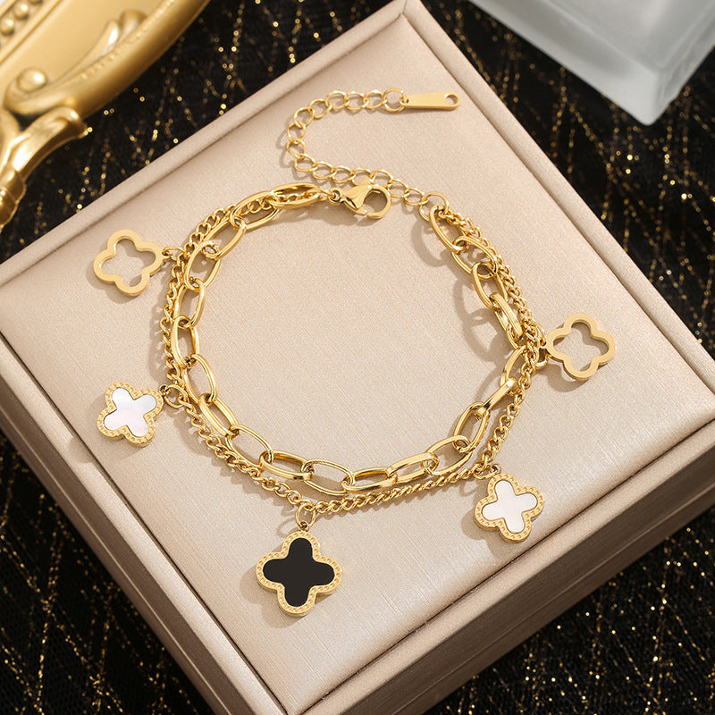 Four-leaf clover titanium steel bracelet