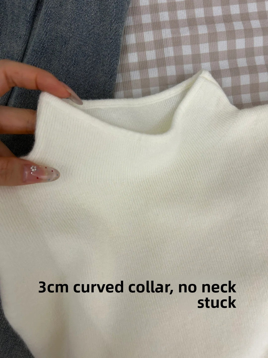 Japanese Style Knitted Sweater Women Semi-High Collar Long Sleeve Pullover
