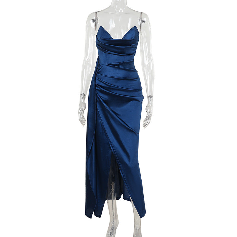 Elegant Satin Slit Dress