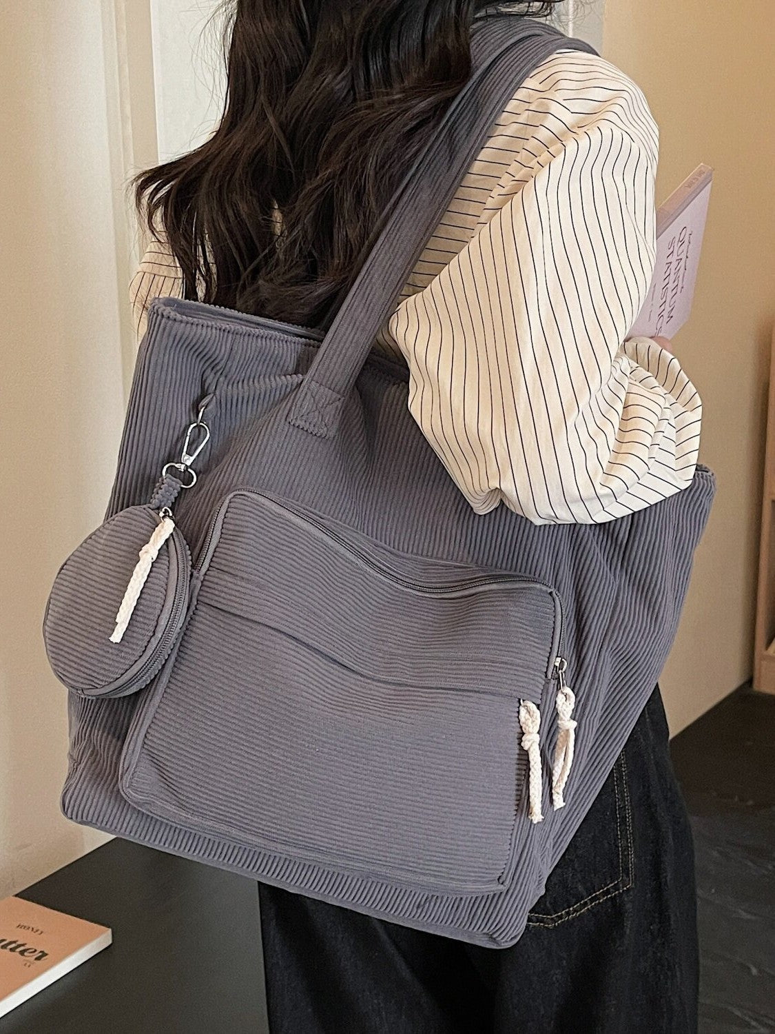 Velvetline Corduroy Bucket Tote Bag