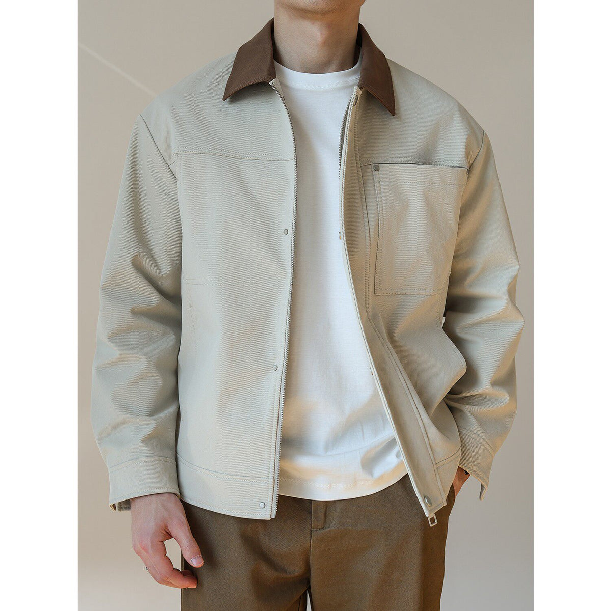 Retro Color Block Lapel Jacket