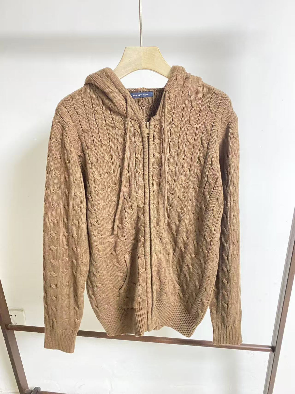 Liora Cable Knit Zipper Hoodie