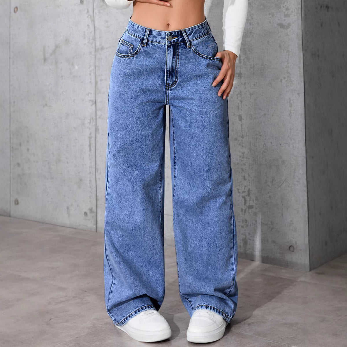 Womens High Waist Straight Leg Trousers