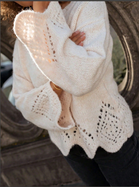 Sweater with Hollow Out Irregular Hem