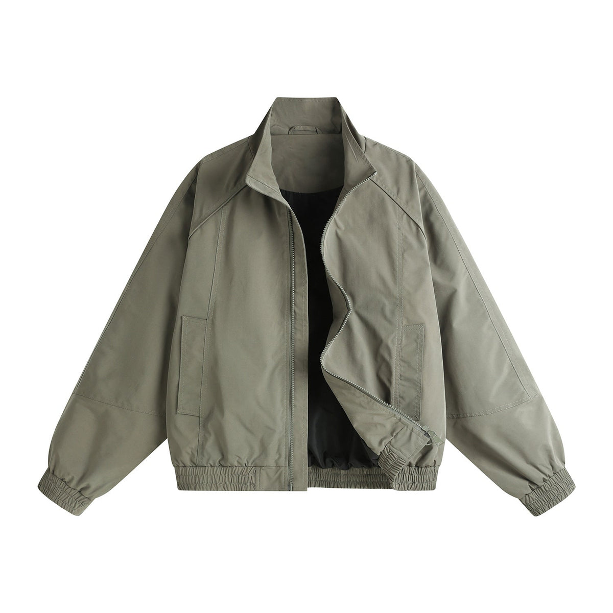 Modern Stand-Collar Zip-Up Jacket in Versatile Lightweight Fabric