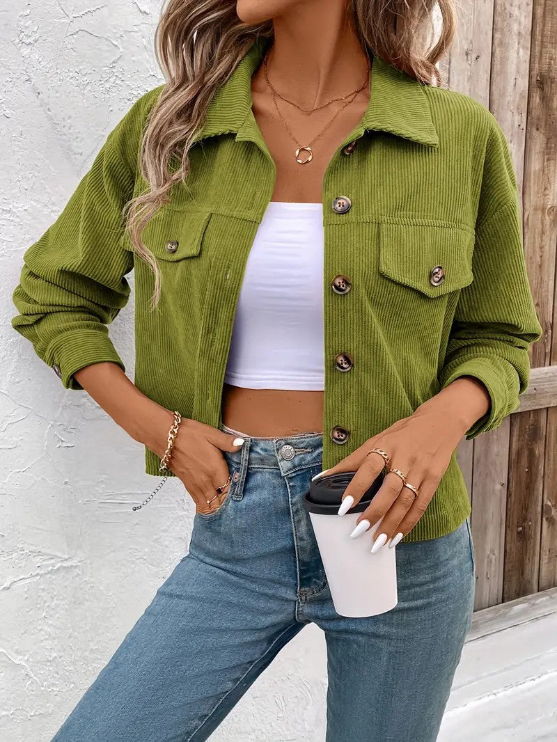 Long Sleeve Button Front Casual Shirt Jacket