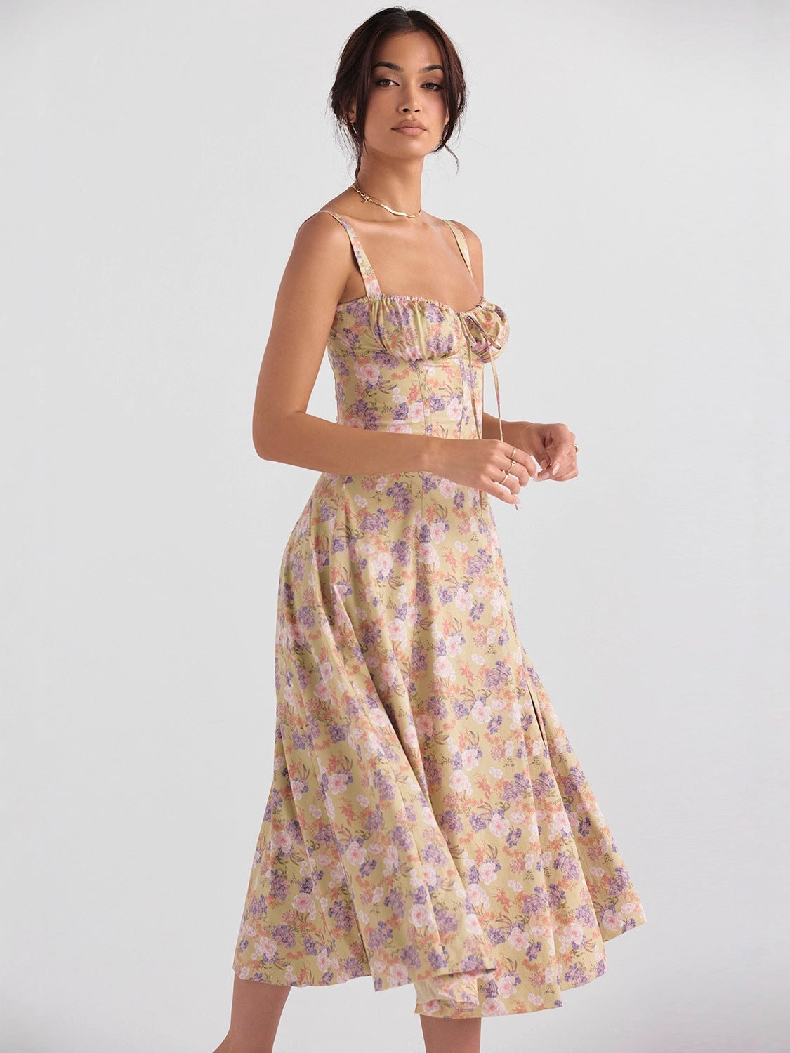 Elegant Strapless Floral Maxi Dress